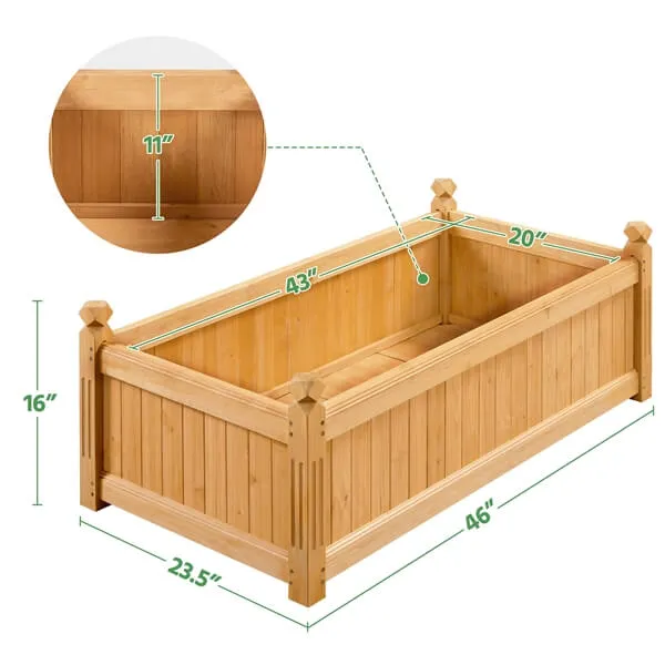 Yaheetech 46″ L × 23.5″ W × 16″ H Wooden Raised Garden Bed